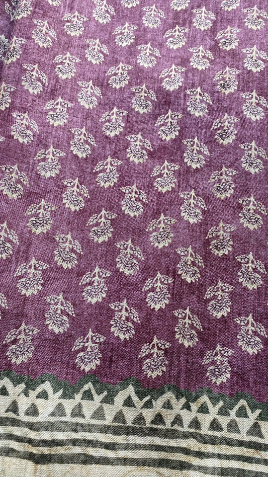 Brown and grey khadi silk saree with blouse