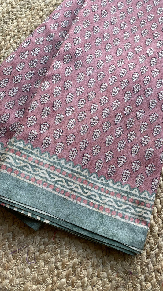 Light Brown and green khadi silk saree with blouse