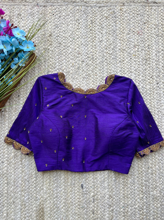 Purple silk intricate hand worked blouse