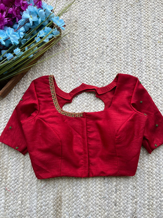 Maroon silk heavy hand worked blouse