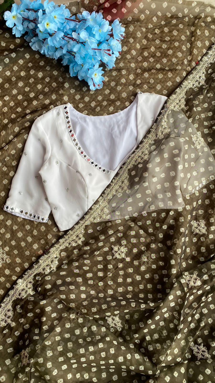 White Mirror hand embroidery worked blouse - Threads