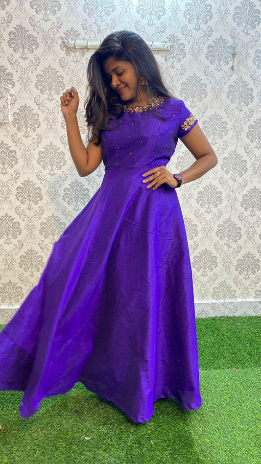 Elegant great purple silk festive wear salwar - Threads