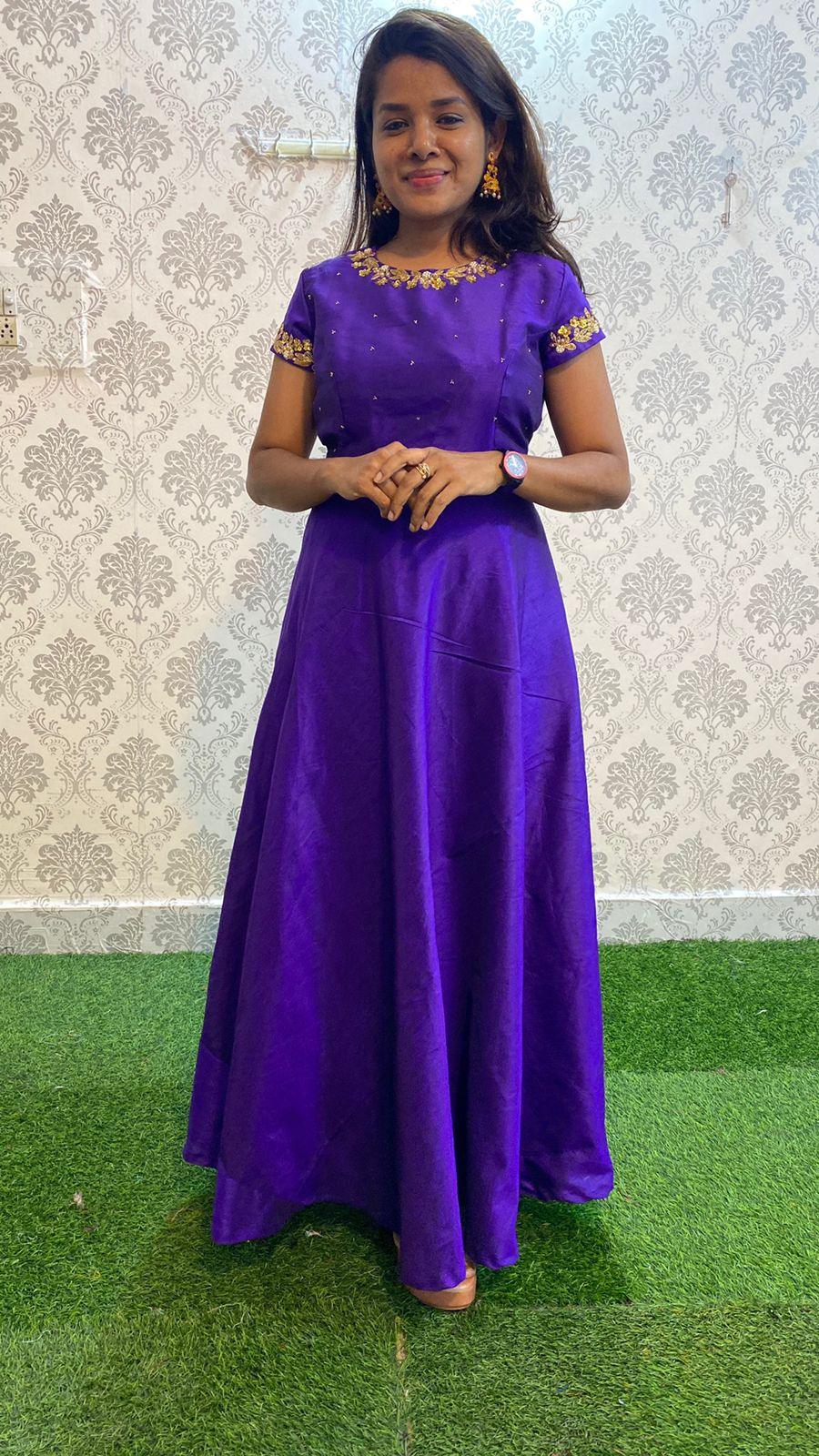 Elegant great purple silk festive wear salwar - Threads