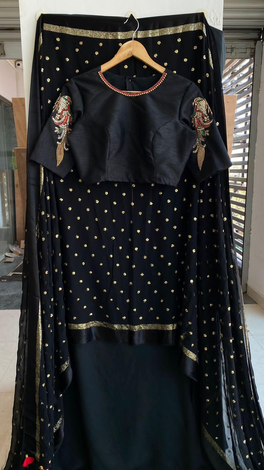 Black Bird heavy design hand worked blouse