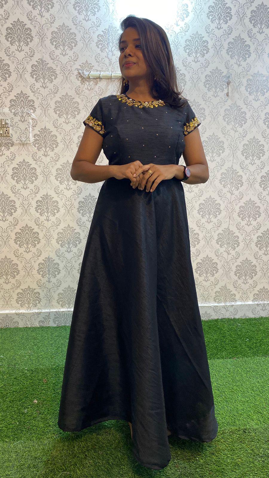 Exciting festive wear black silk organza salwar - Threads