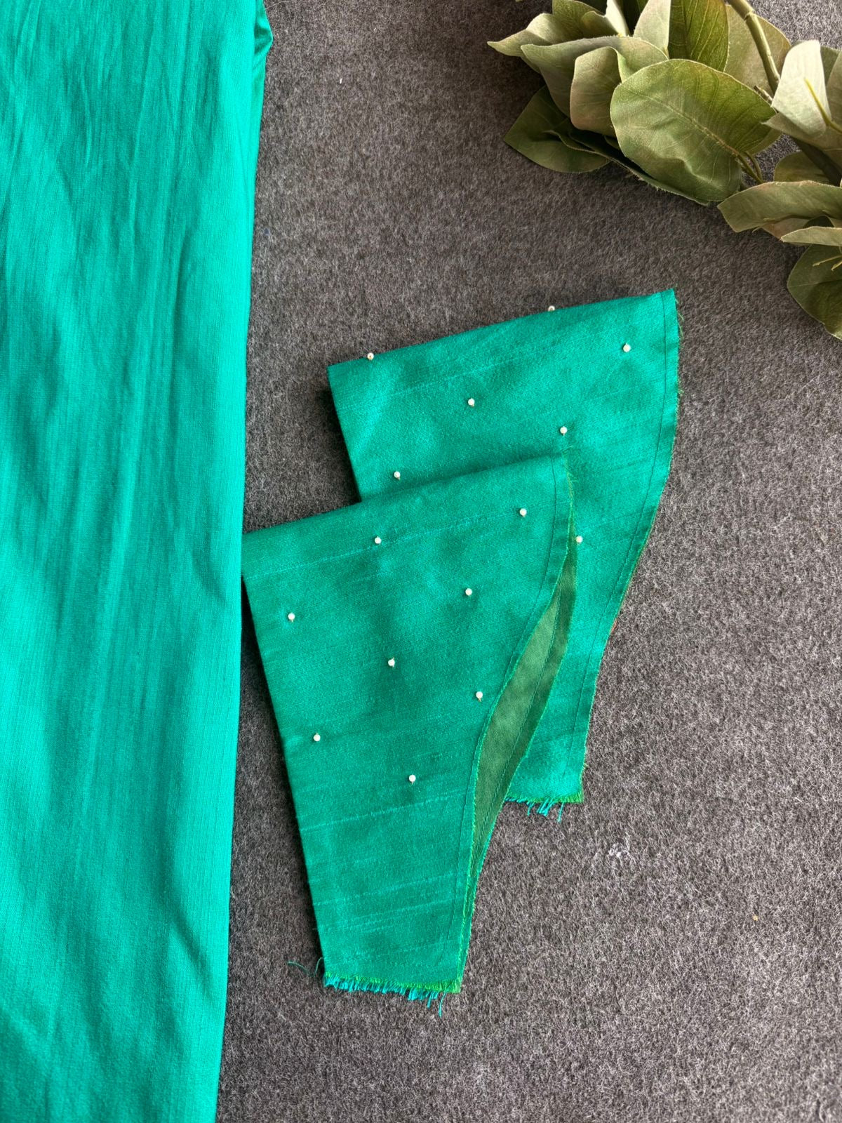 Brown kalamkari kota saree with blue hand work blouse