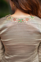 Silver tissue JEWEL NECK kurti