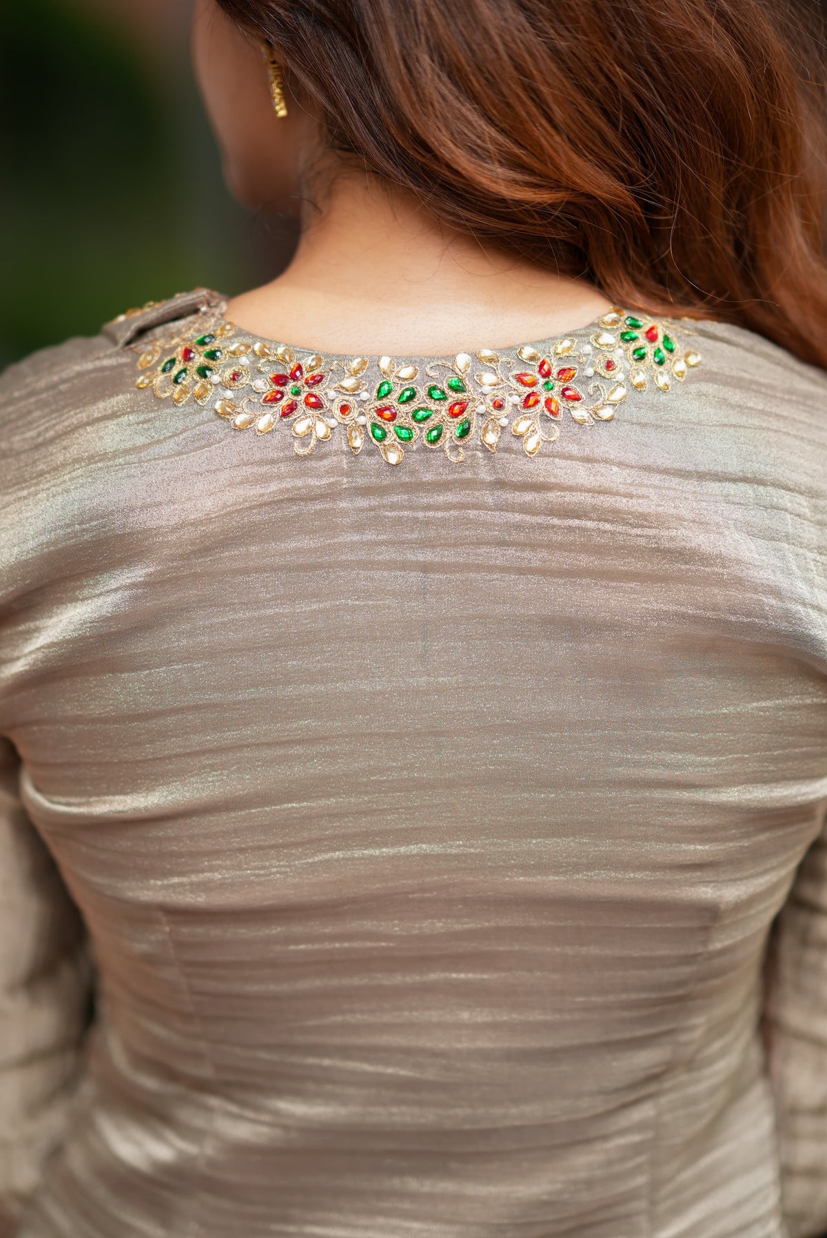 Silver tissue JEWEL NECK kurti