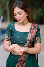 Green kalamkari handwork lehenga