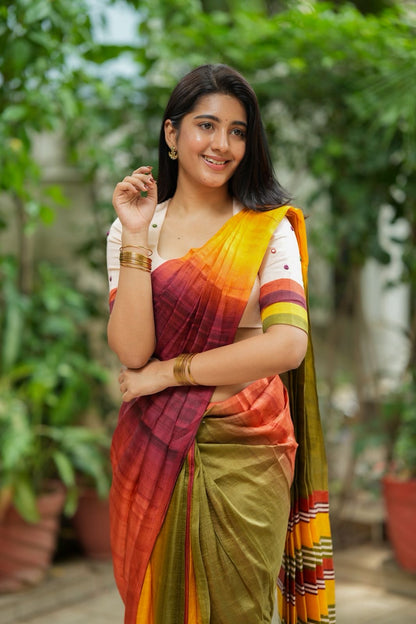 Multi pure tussar silk saree