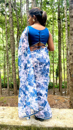 Blue silk hand work blouse (only blouse )