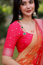 Multi banarasi georgette saree with hand work blouse
