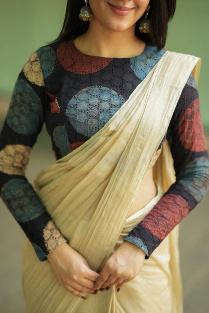 Black hakoba cotton Ajrak handblock print blouse (Only blouse)