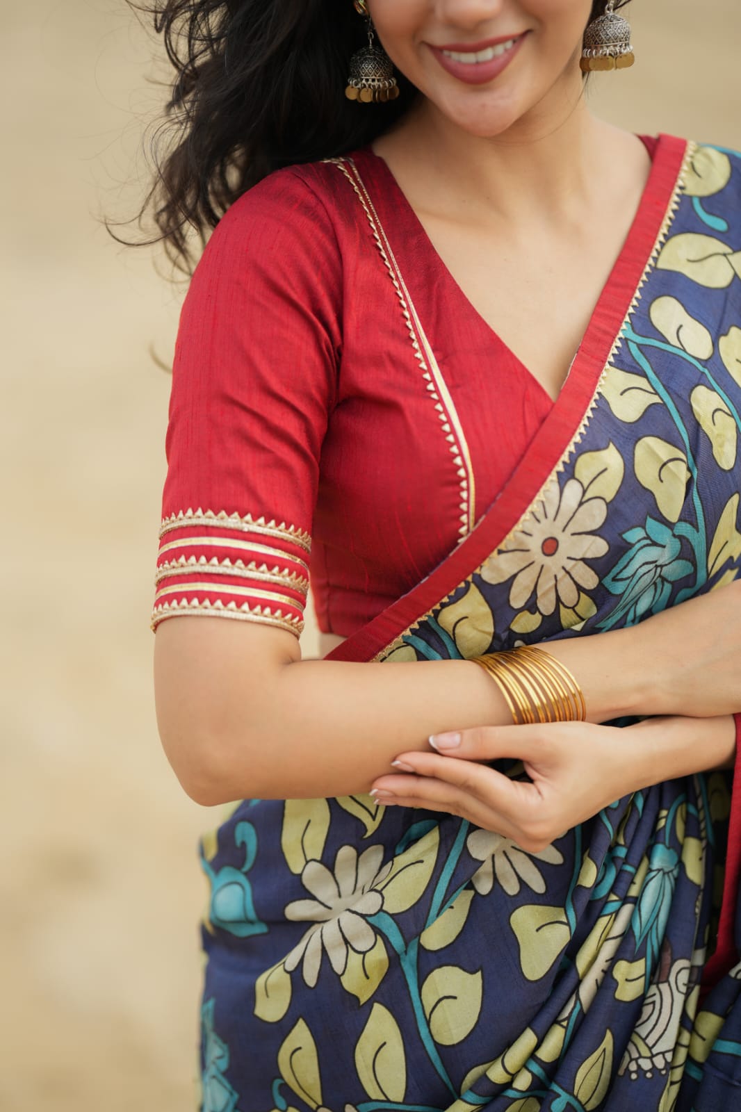 Maroon kota patti hand work blouse (only blouse)