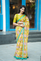 Fenugreek floral organza designer saree