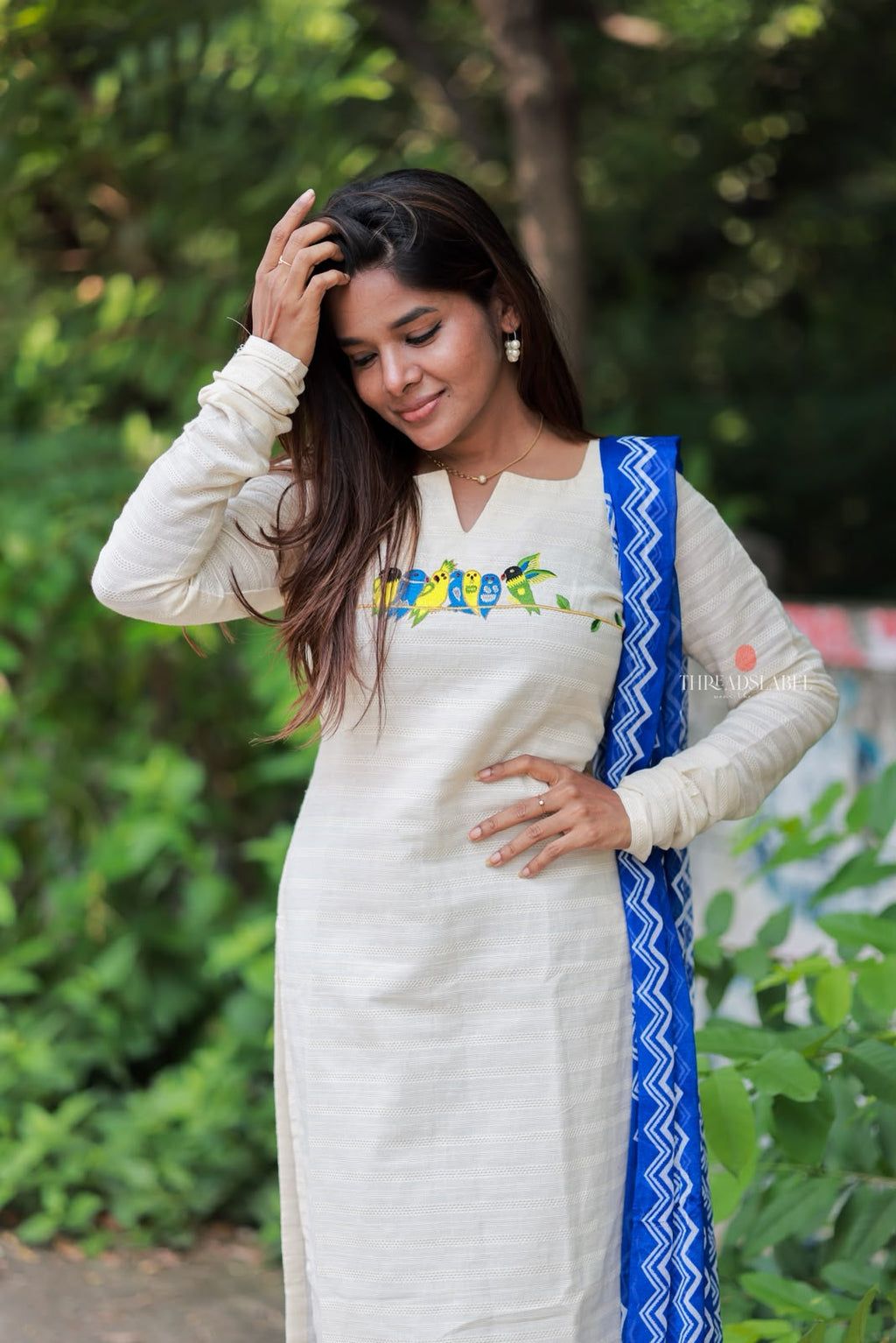White cotton embroidery kurti