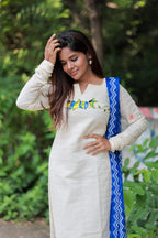 White cotton embroidery kurti