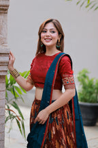 Maroon kalamkari handwork lehenga
