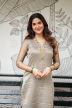 Silver tissue JEWEL NECK kurti