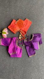 Magenta silk heavy hand worked blouse