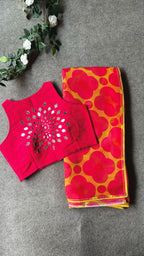 Pink intricate mirror hand work blouse ( only blouse )