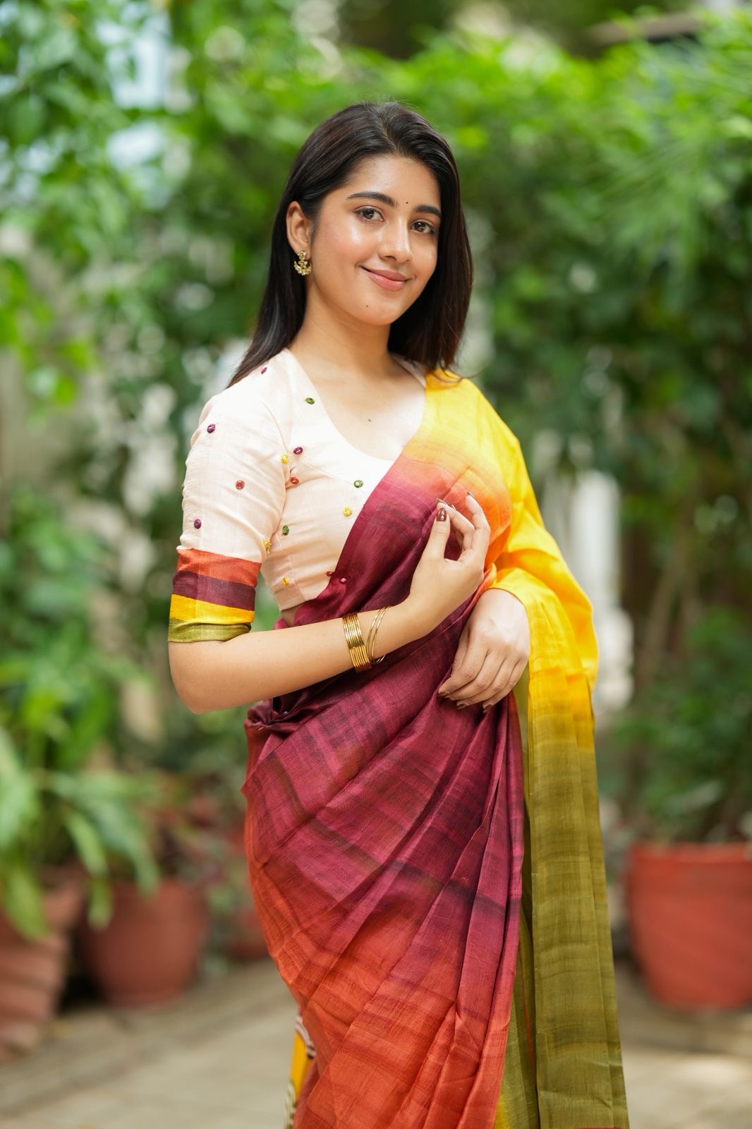 Multi pure tussar silk saree