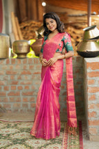 Peacock blue bhagalpuri hand work blouse (only blouse)