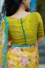Fenugreek floral organza designer saree