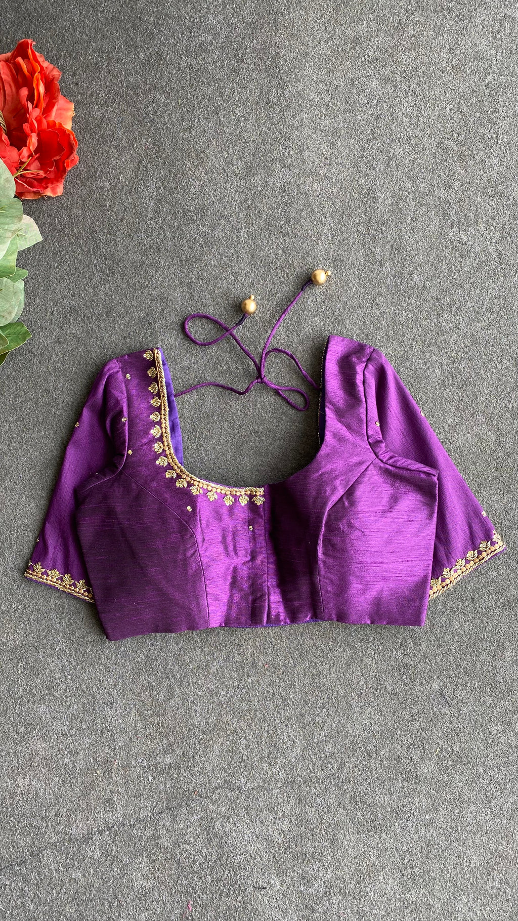 Purple silk heavy hand worked blouse