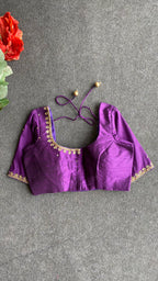 Purple silk heavy hand worked blouse