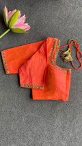 Orange silk heavy hand worked blouse