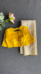 Yellow silk sleeve bird hand work blouse ( Only blouse )