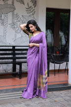 Purple Marble Saree with Handwork Blouse