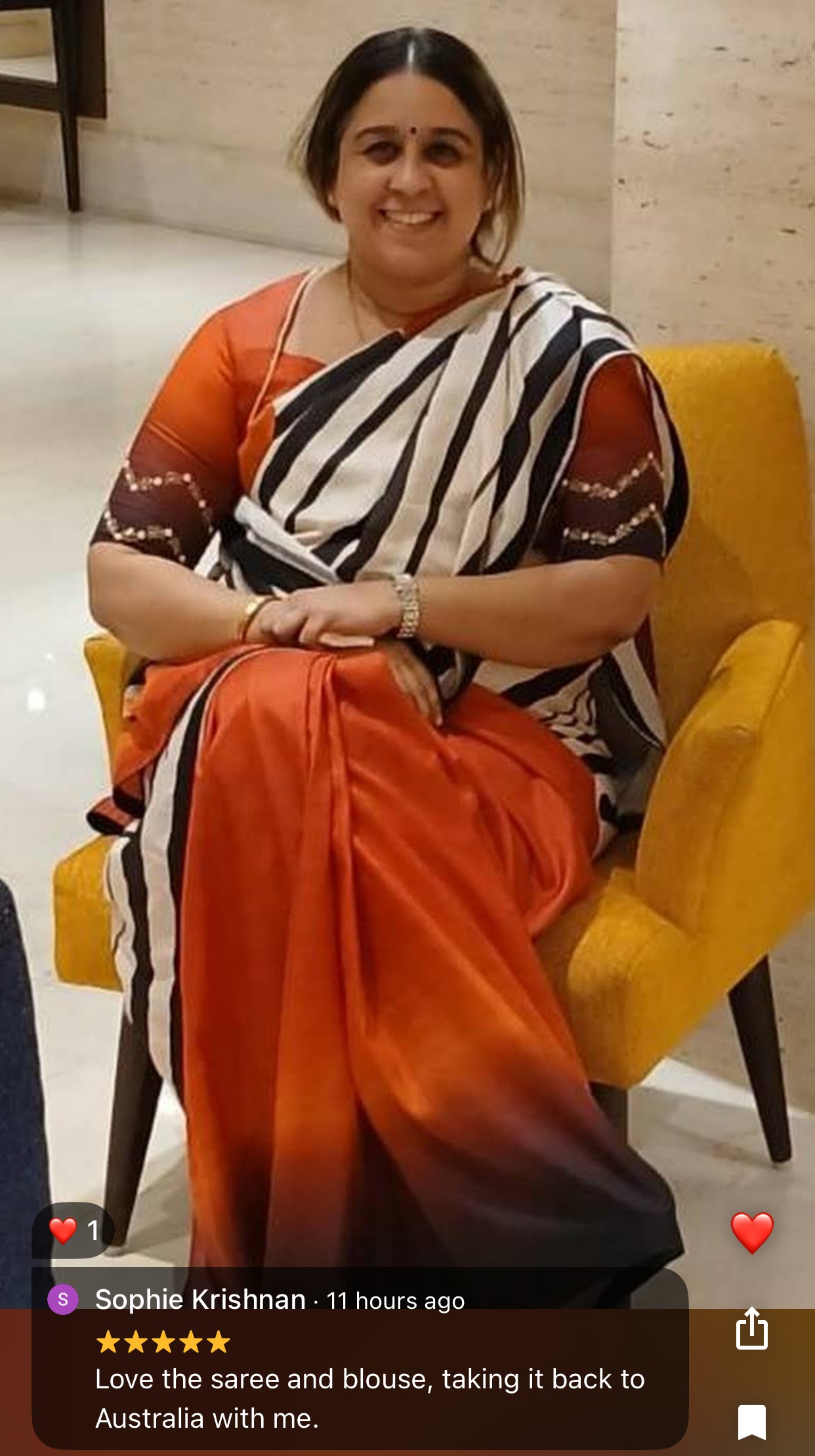 Black & white stripped kossa saree with brown hand work blouse