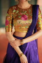 Purple gold embroidery lehenga