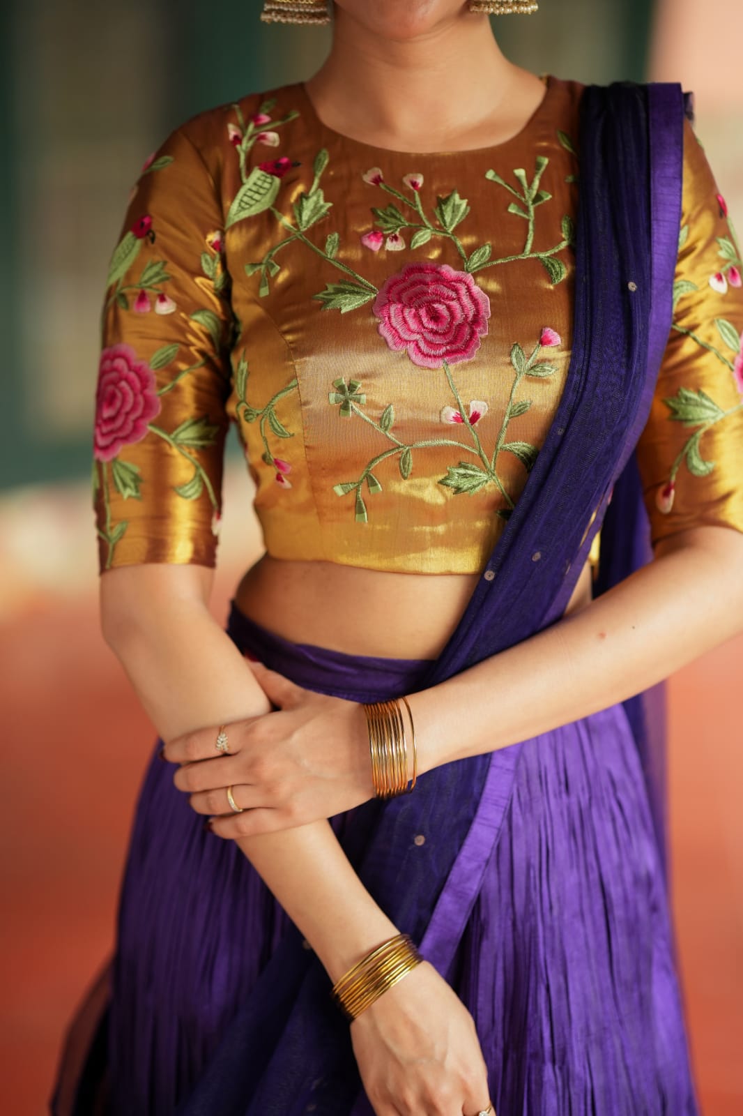 Purple gold embroidery lehenga