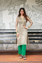 Silver tissue JEWEL NECK kurti