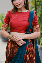 Maroon kalamkari handwork lehenga