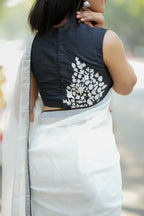 Black silk heavy embroidery blouse