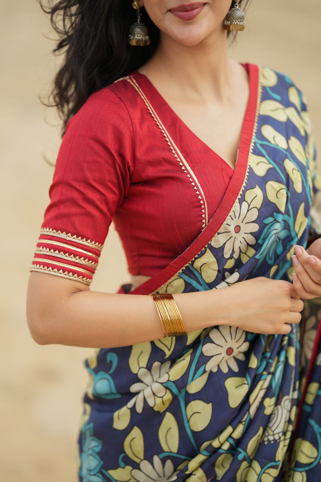 Maroon kota patti hand work blouse (only blouse)