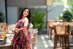 Deep brown soft organza saree with satin blouse