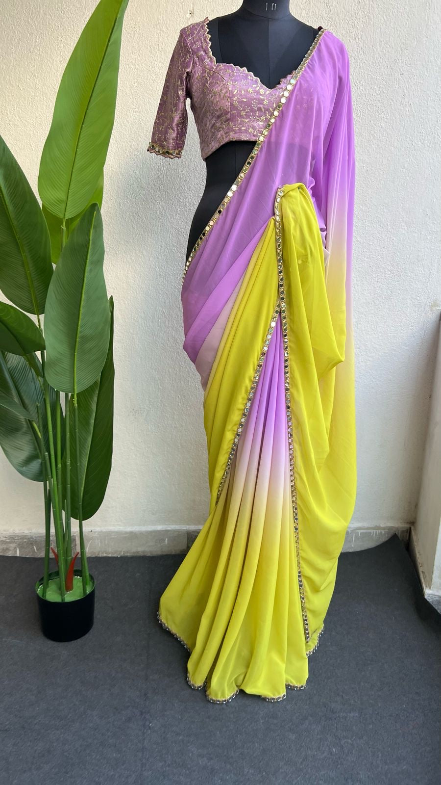 Purple Lavender embroidery handwork blouse