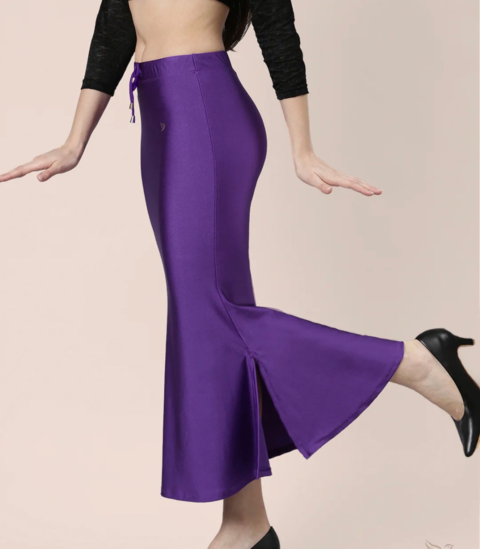Electric Violet Shimmer/satin women saree shape wear