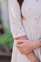 Cream cotton 3 piece Kurti set