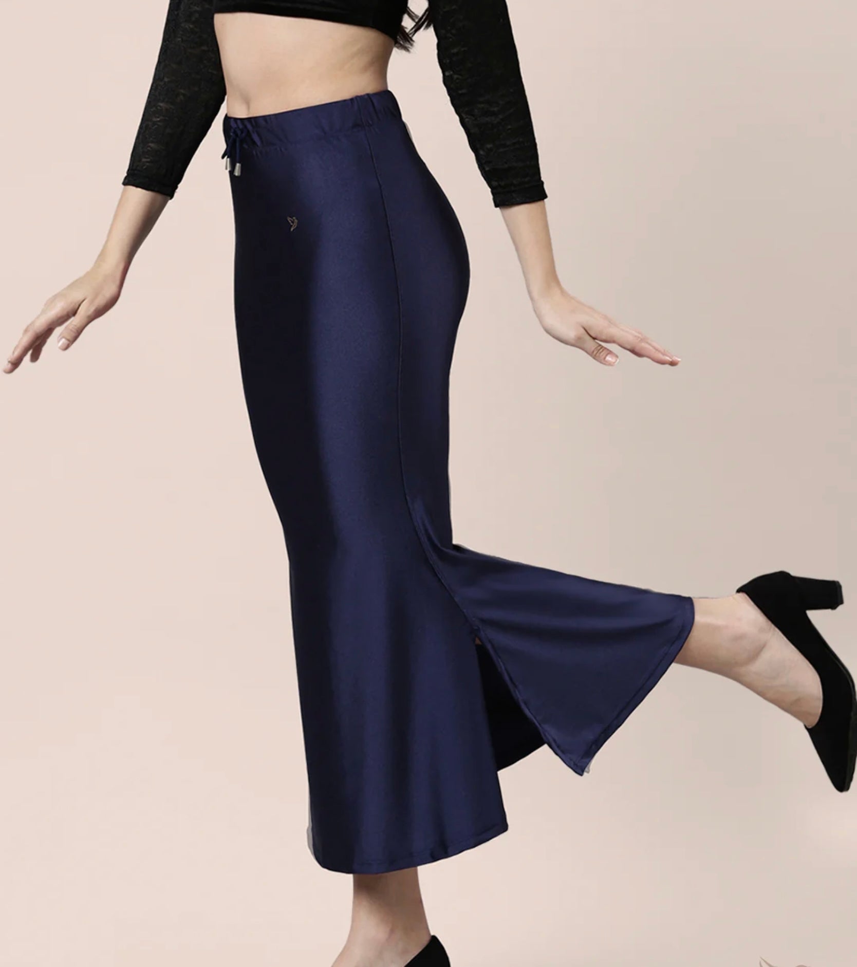 Navy gloss Shimmer/satin women saree shape wear