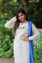 White cotton embroidery kurti