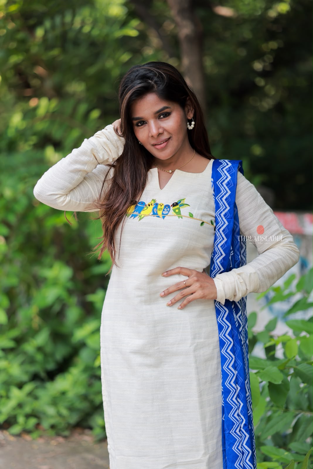 White cotton embroidery kurti