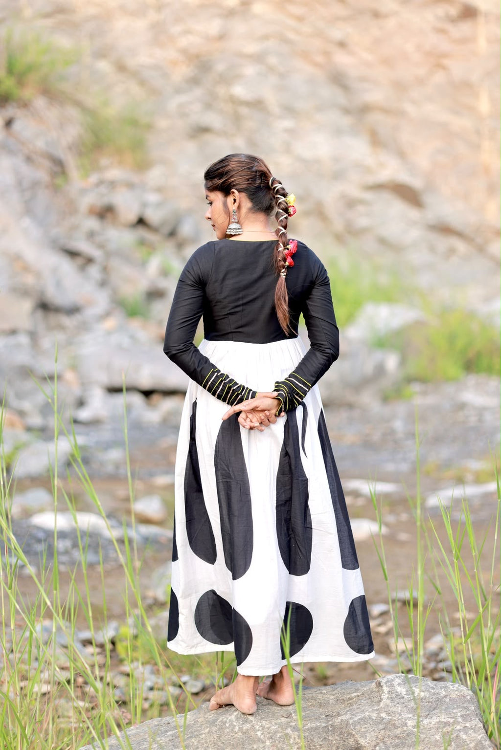 Pure cotton full length dress with full hand details
