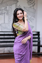 Purple Marble Saree with Handwork Blouse