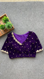 Purple velvet handwork blouse